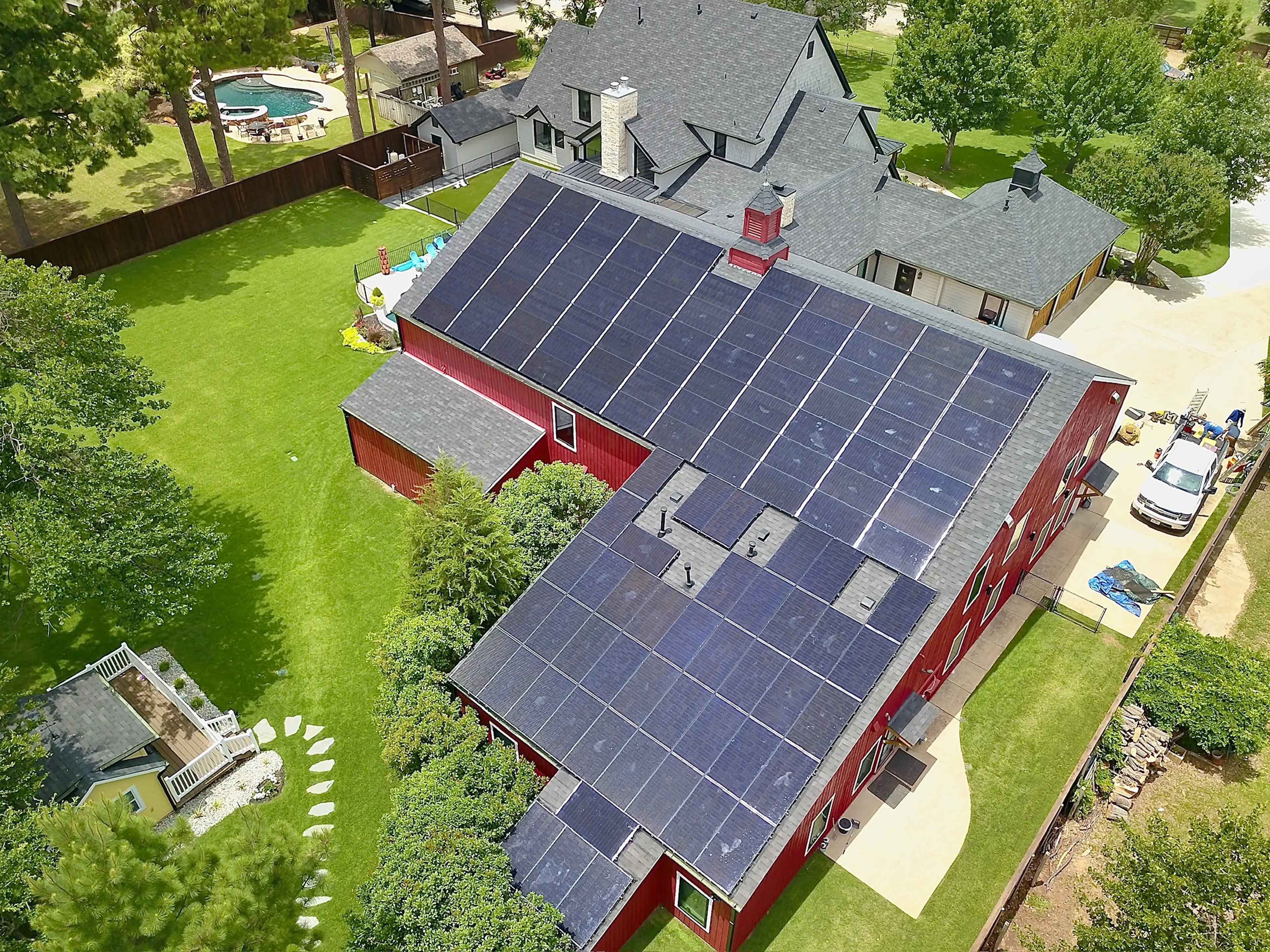 Two-story home with rooftop solar in Dallas-Fort Worth